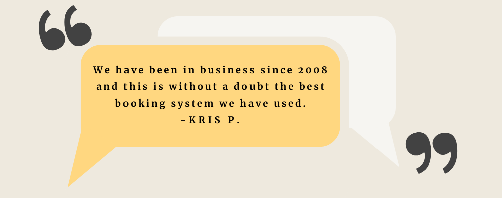 A graphic showing a Bookinglayer client quote.